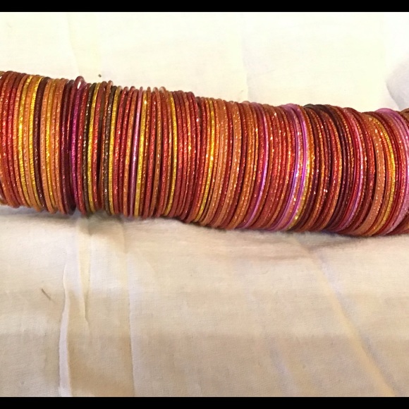 Free Shipping 150 Sparkling Multicolor Bangles 2-3/4” diameter Bollywood Boho - Picture 3 of 6